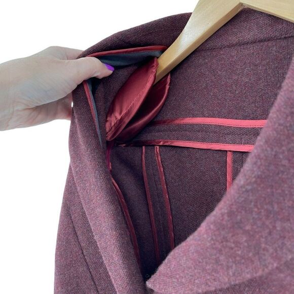 Purdey‎ Gun & Rifle Makers Drummond Suede-Trimmed Cashmere Blazer Merlot Women 8 - Picture 6 of 14